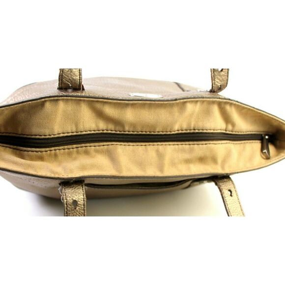 FOSSIL ANTIQUE GOLD GENUINE LEATHER BOHO SHOULDER BAG HANDBAG TOTE HOBO PURSE - Picture 10 of 12